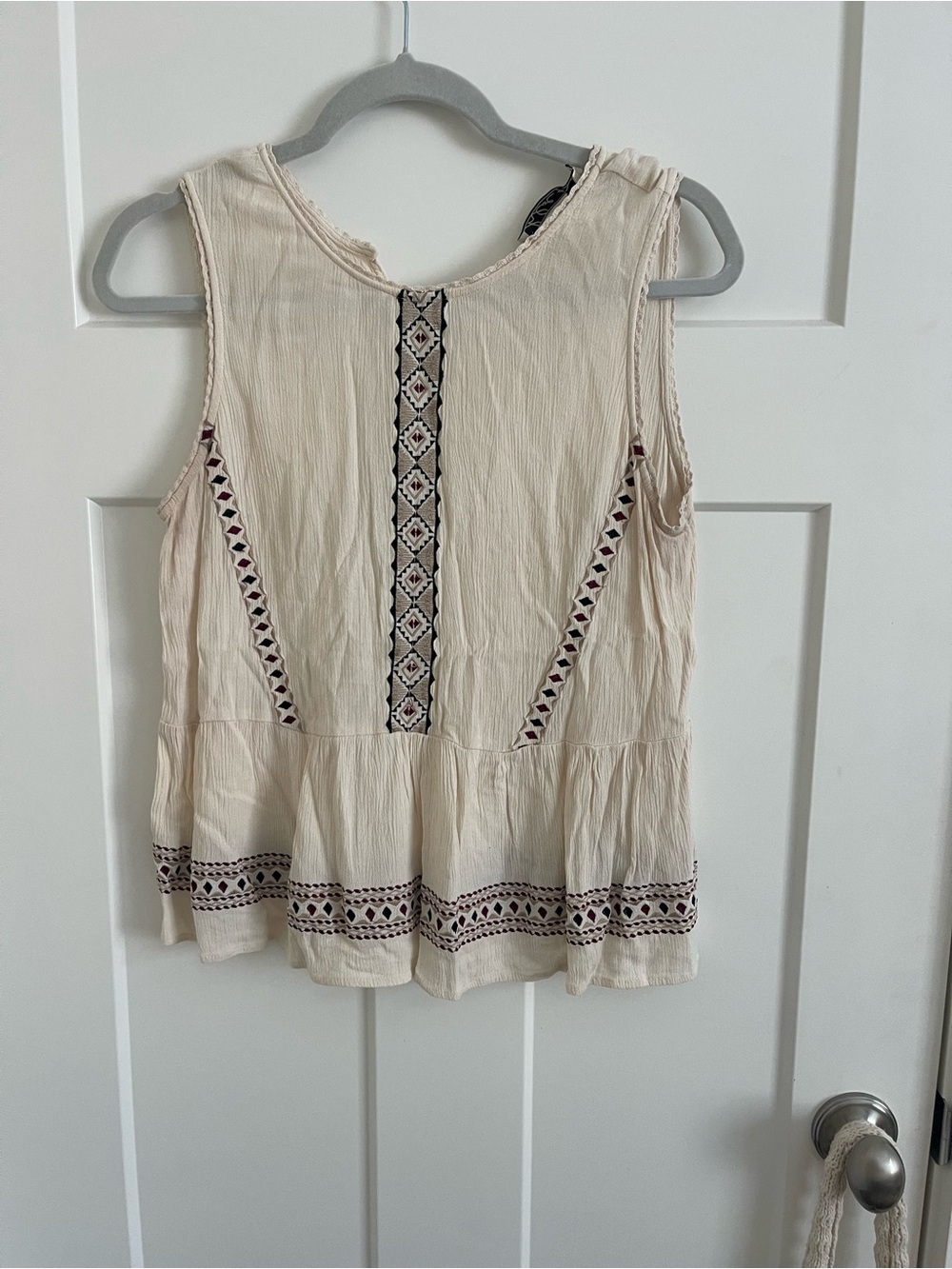 Chloe K Cream Embroidered Peplum Camisole